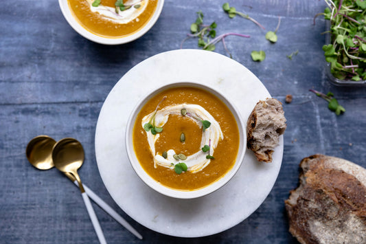 vegan butternut squash soup- vegan banana bread- O2 Living blog makers of organic cold-pressed fruit and vegetable Living Juice