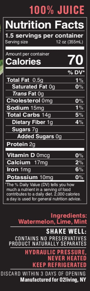 Watermelon Mint - 100% Cold Pressed Watermelon, Mint, & Lime (Seasonal)